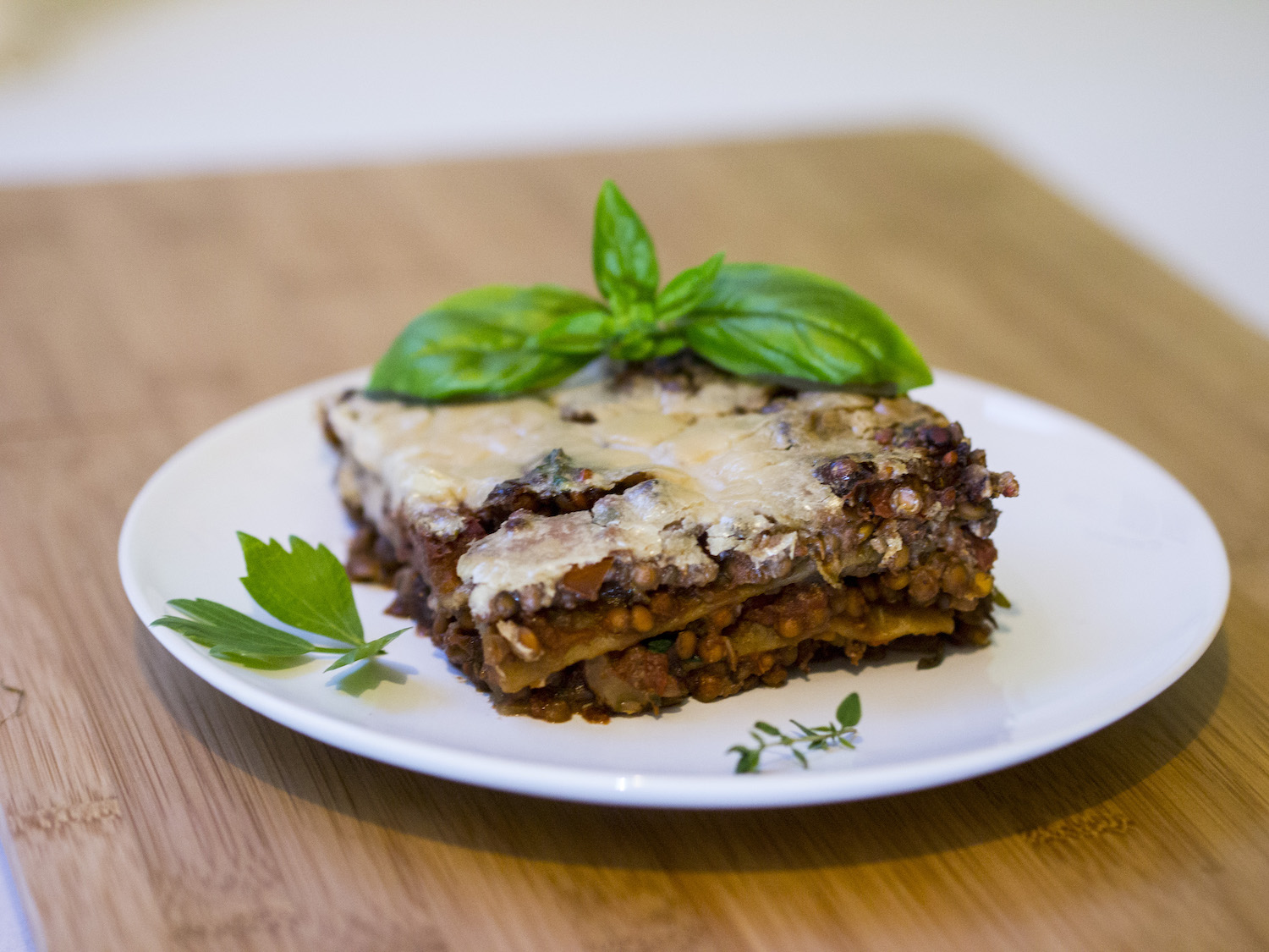 UmamiLasagne mit roten Linsen, Walnüssen & ShiitakePilzen